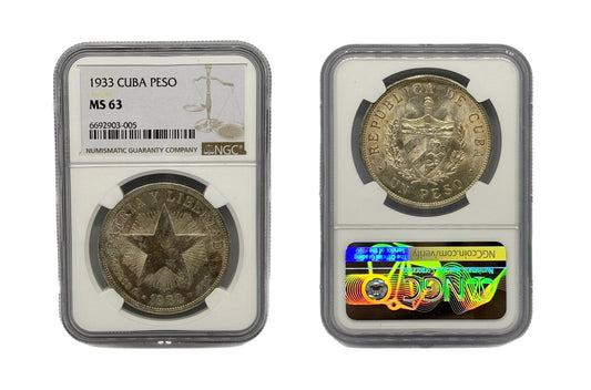 Peso 1933 Cuba PCGS