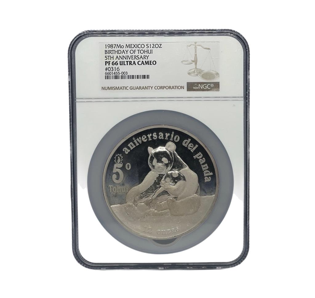 12oz Moneda de Plata 1987Mo Mexico NGC