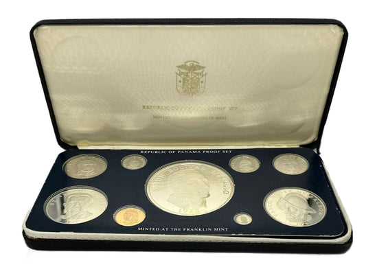 1975 Panamá Proof Set de 9 Monedas por Franklin Mint