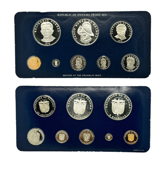 1976 Panamá Proof Set de 8 Monedas por Franklin Mint