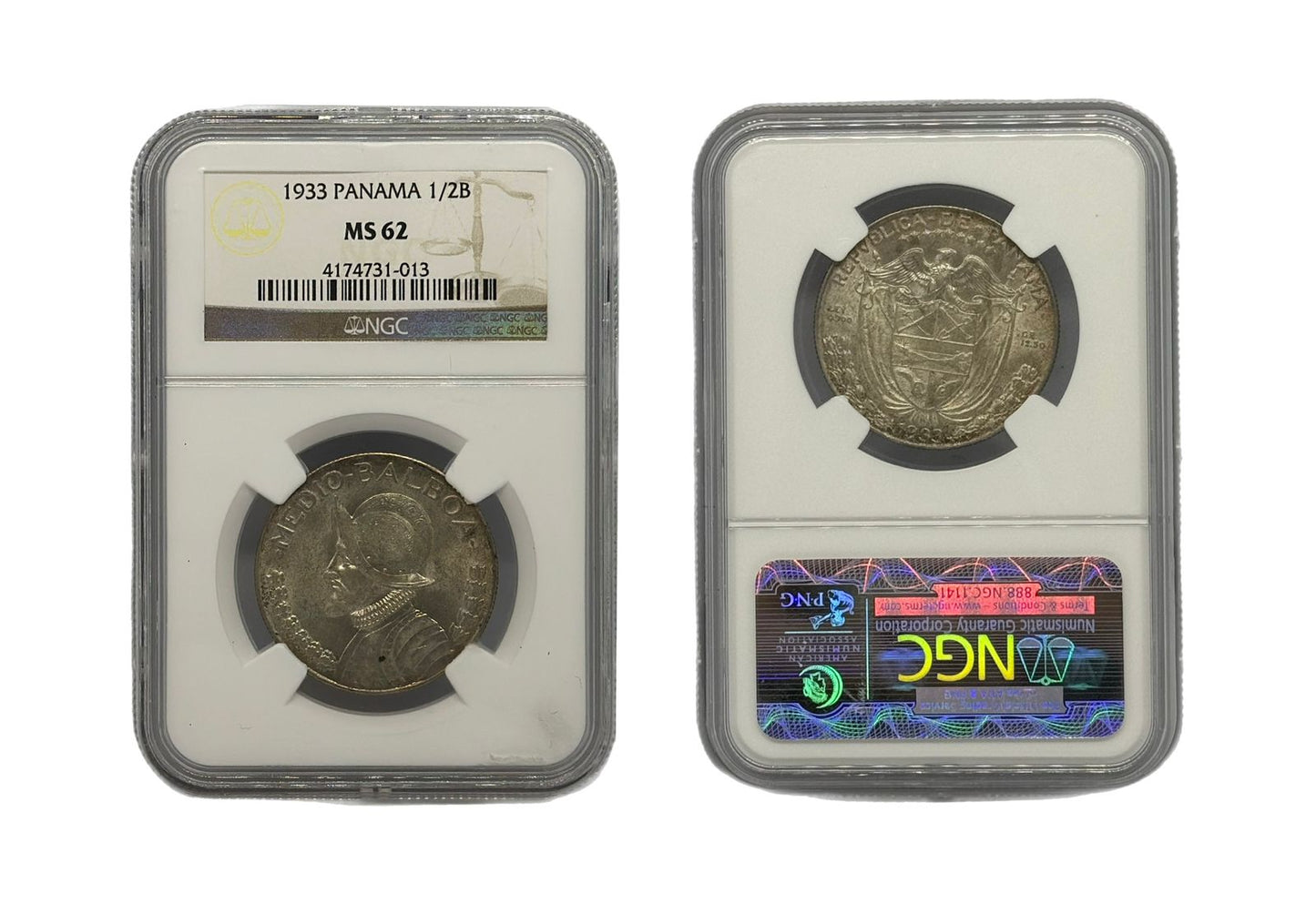 1/2 Balboa 1933 Panamá NGC