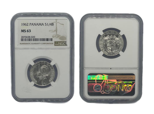 1/4 Balboa Plata 1962 Panamá NGC