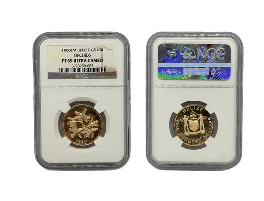 100 Dólar Oro 1980 FM Belize NGC