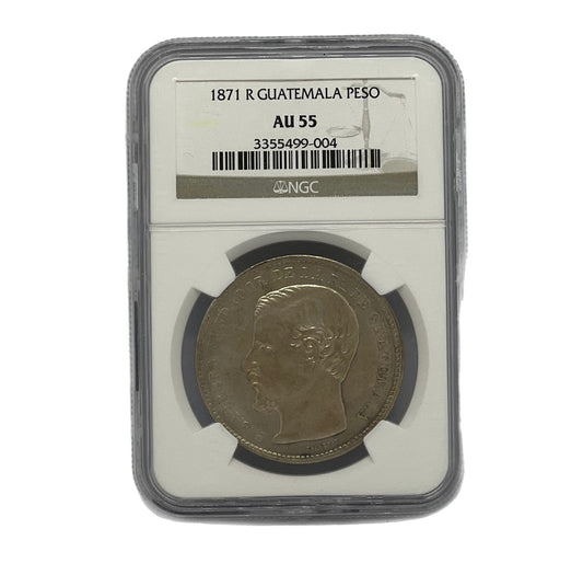 1 Peso Plata 1871 R Guatemala