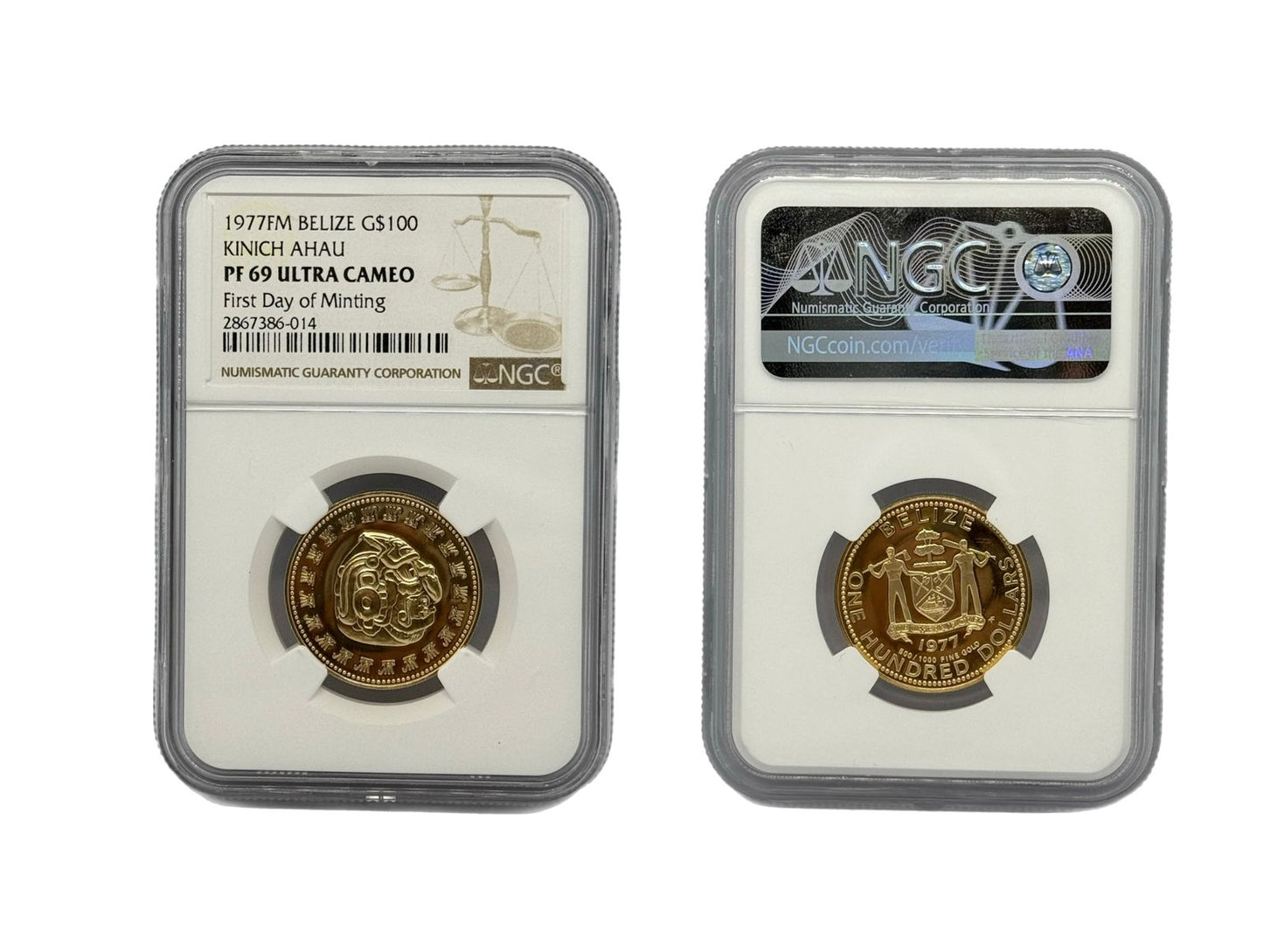 100 Dólar Oro 1977 FM Belize NGC