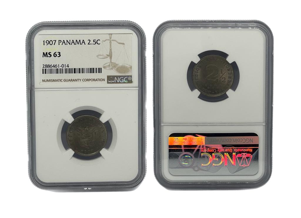 2.5 Centésimo 1907 Panamá NGC