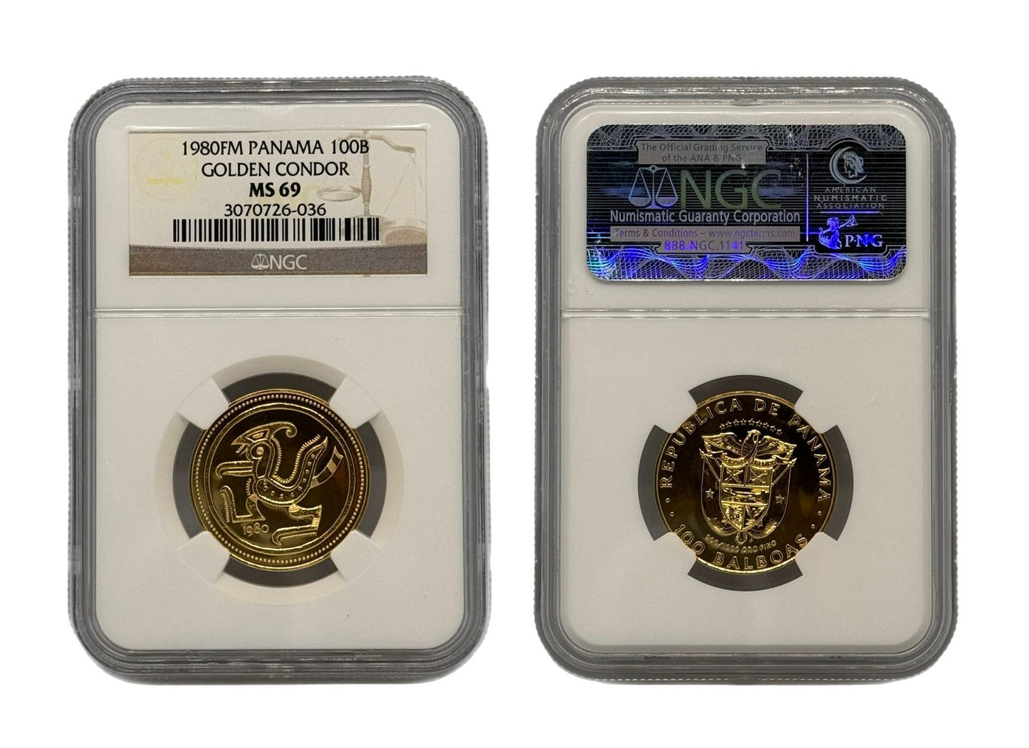 100 Balboas Oro 1980 FM Panamá NGC - Arte PreColombino