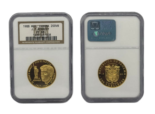 200 Balboas Oro 1988 Panamá - J. F. Kennedy NGC