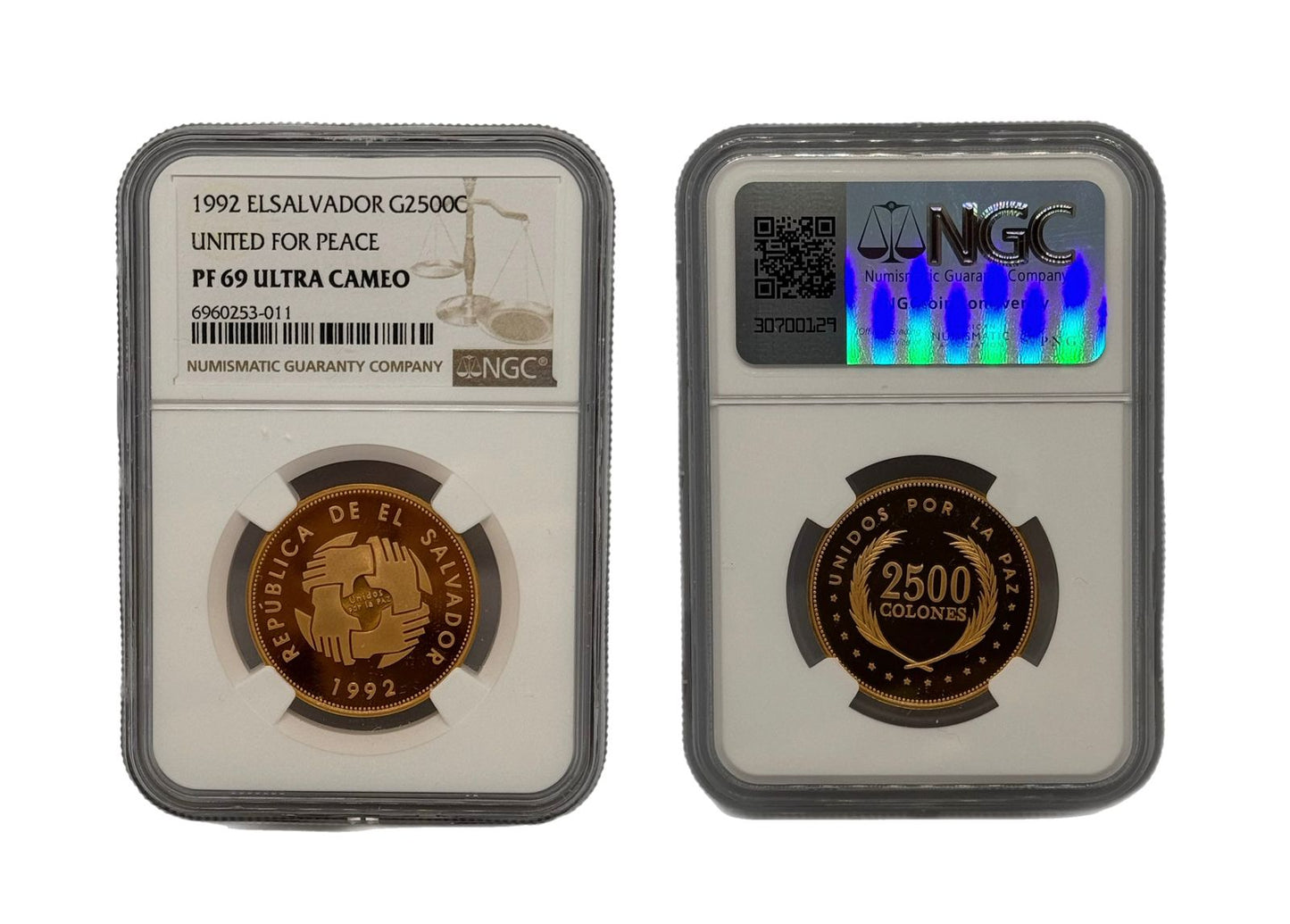 2500 Colones Oro 1992 El Salvador NGC