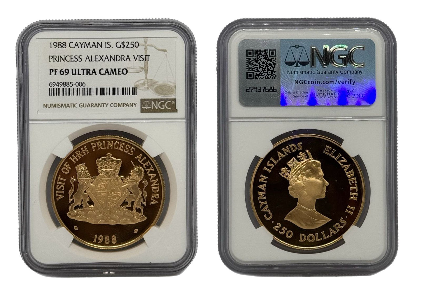 250 Dolares Oro 1988 Islas Caiman NGC
