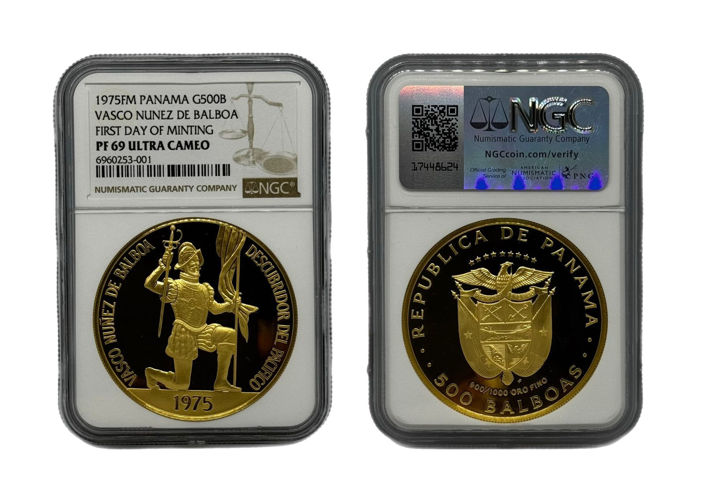 500 Balboas Oro 1975 FM Panamá NGC