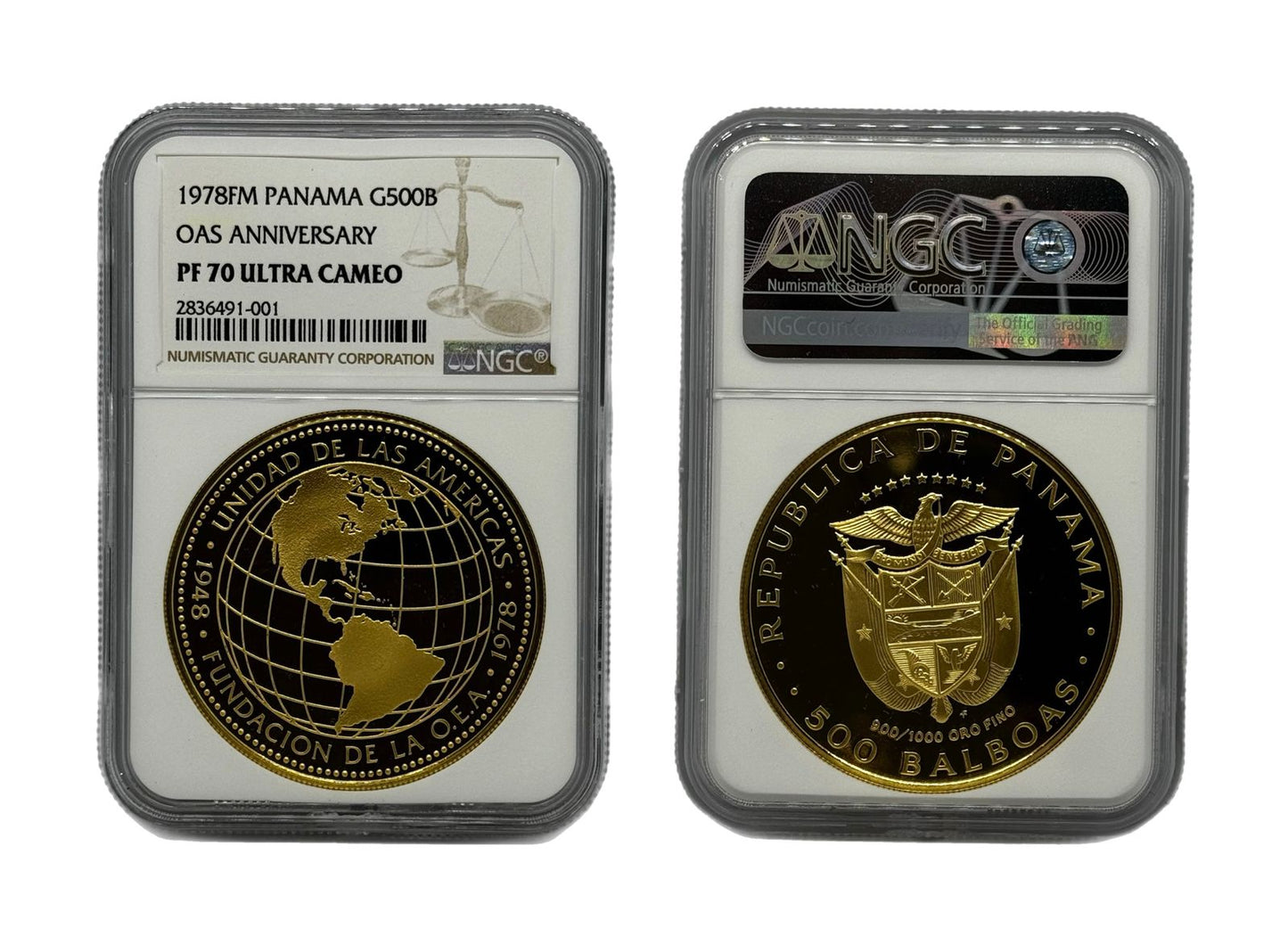 500 Balboas Oro 1978 FM Panamá NGC