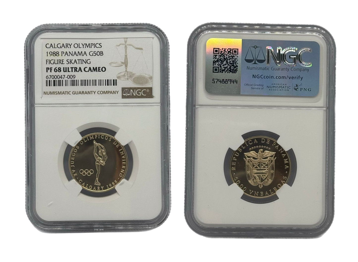 50 Balboas Oro 1988 Panamá NGC - Juegos Olímpicos Calgary