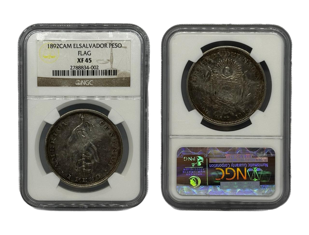 Peso 1892CAM El Salvador NGC