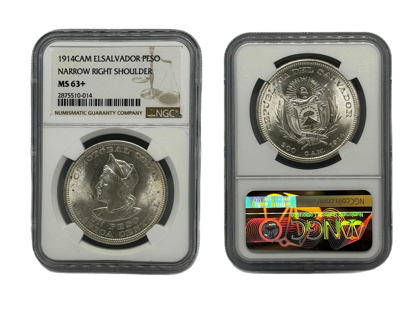 Peso 1914CAM El Salvador NGC