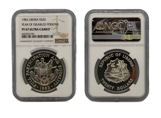 20 Dolar Plata 1983 Liberia NGC