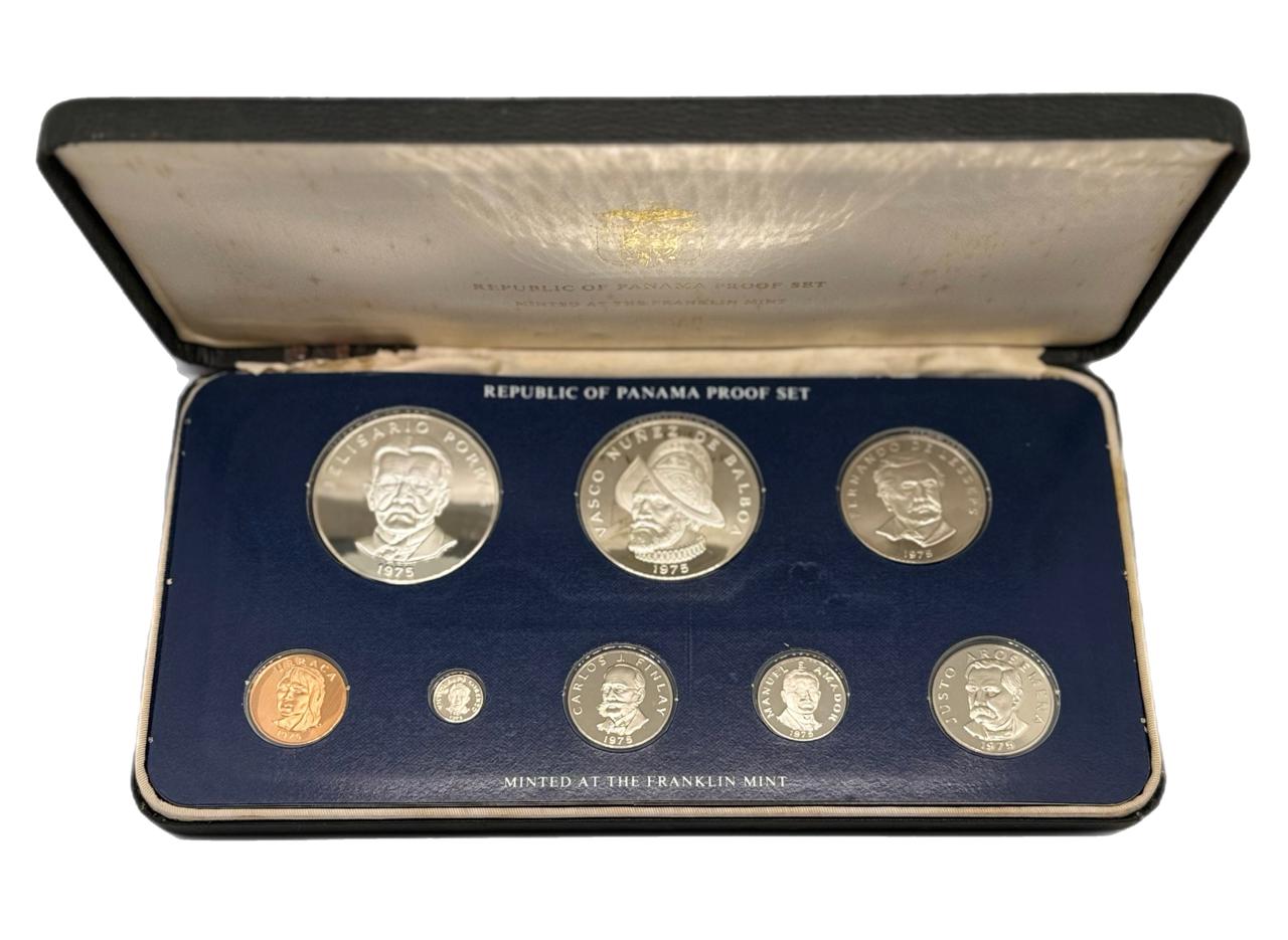 1975 Panamá Proof Set de 8 Monedas por Franklin Mint