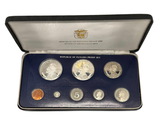 1983 Panamá Proof Set de 8 Monedas por Franklin Mint