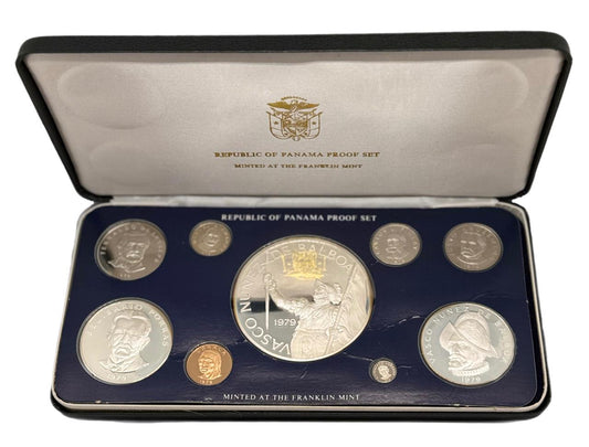 1979 Panamá Proof Set de 9 Monedas por Franklin Mint