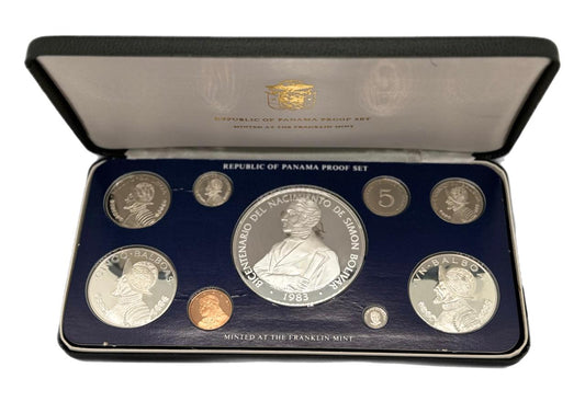 1983 Panamá Proof Set de 9 Monedas por Franklin Mint