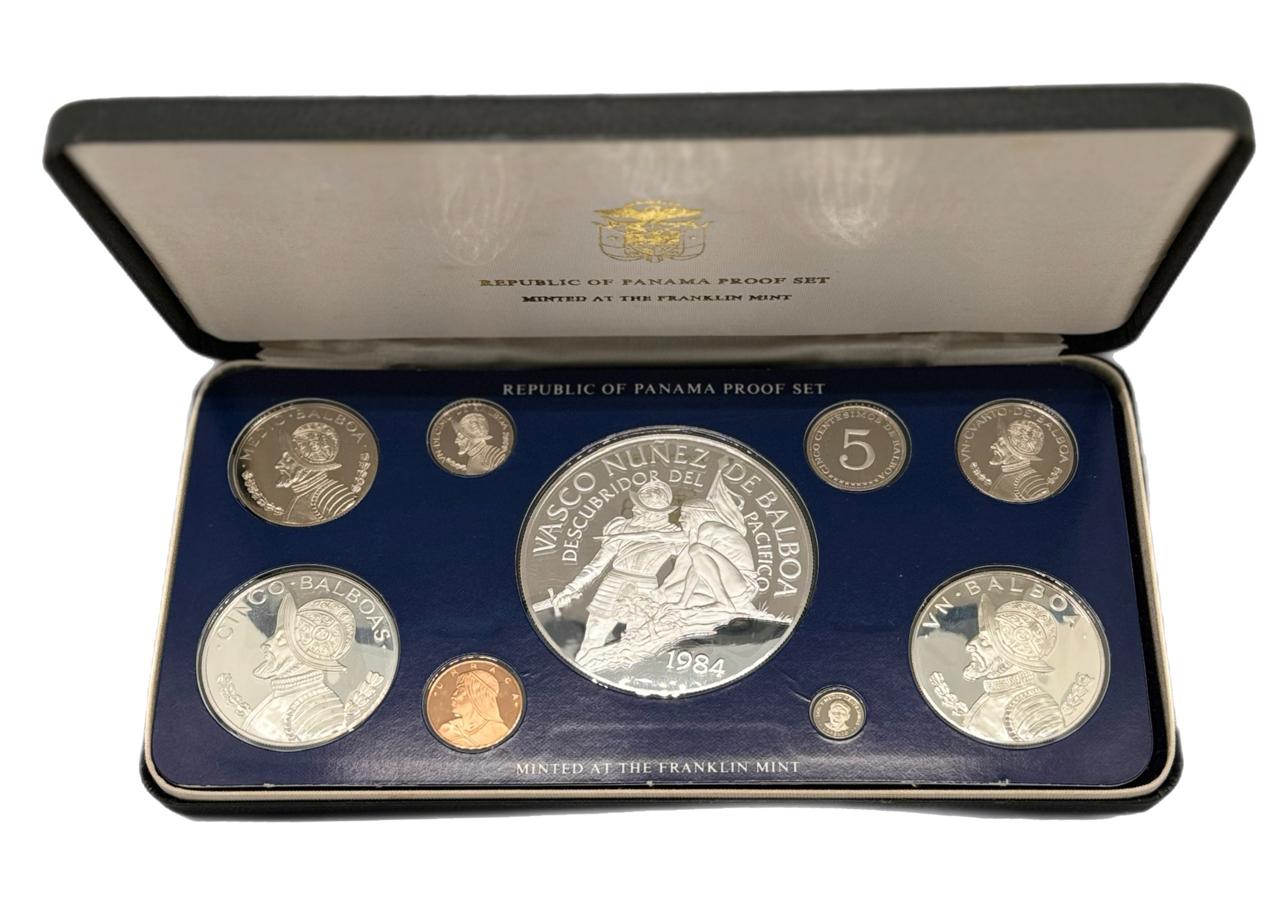 1984 Panamá Proof Set de 9 Monedas por Franklin Mint