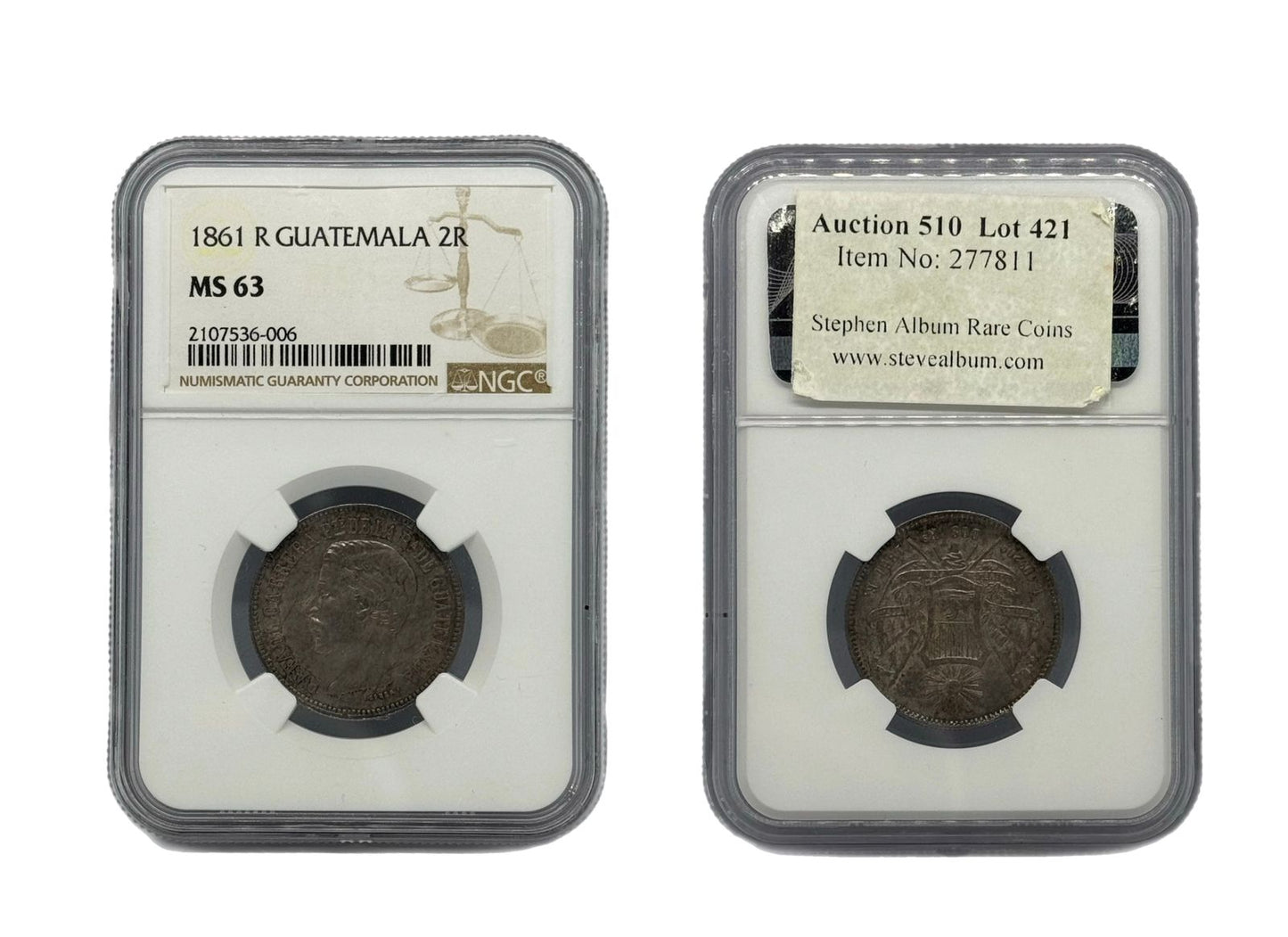 2 Reales 1861 R Guatemala NGC