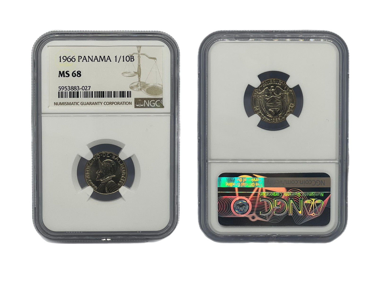 1/10 Balboa Plata 1966 Panamá NGC