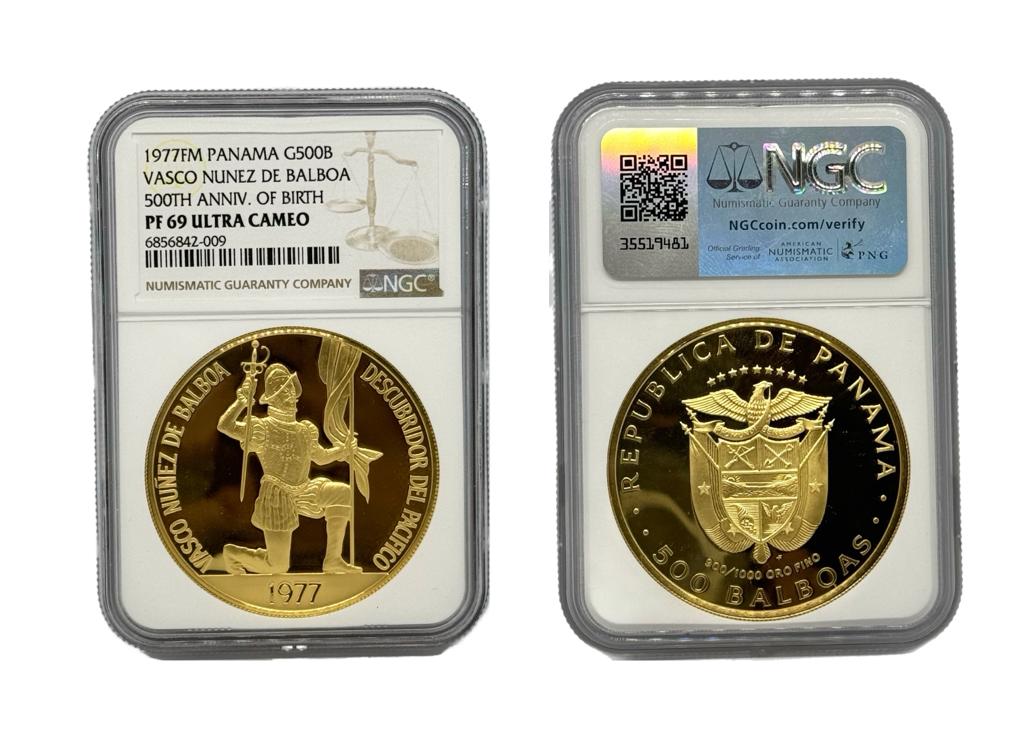 500 Balboas Oro 1977 FM Panamá NGC