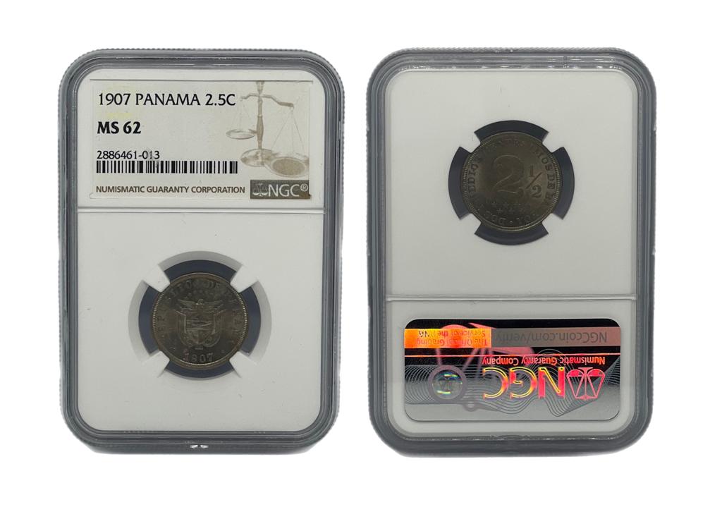 2.5 Centésimo 1907 Panamá NGC