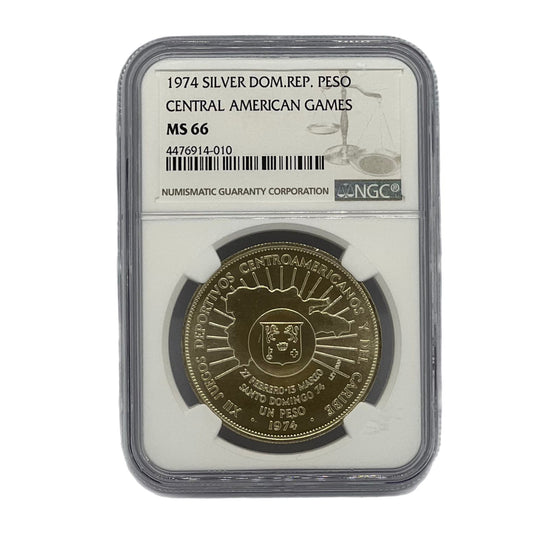 1 Peso Plata 1974 Republica Dominicana NGC