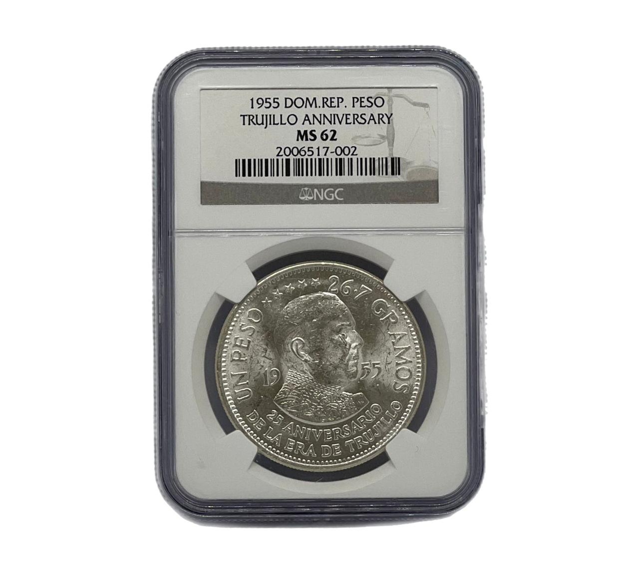 Peso Plata 1955 Republica Dominicana NGC