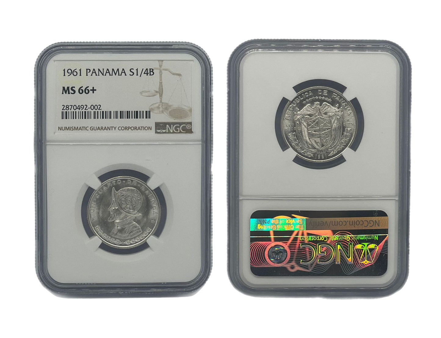 1/4 Balboa Plata 1961 Panamá