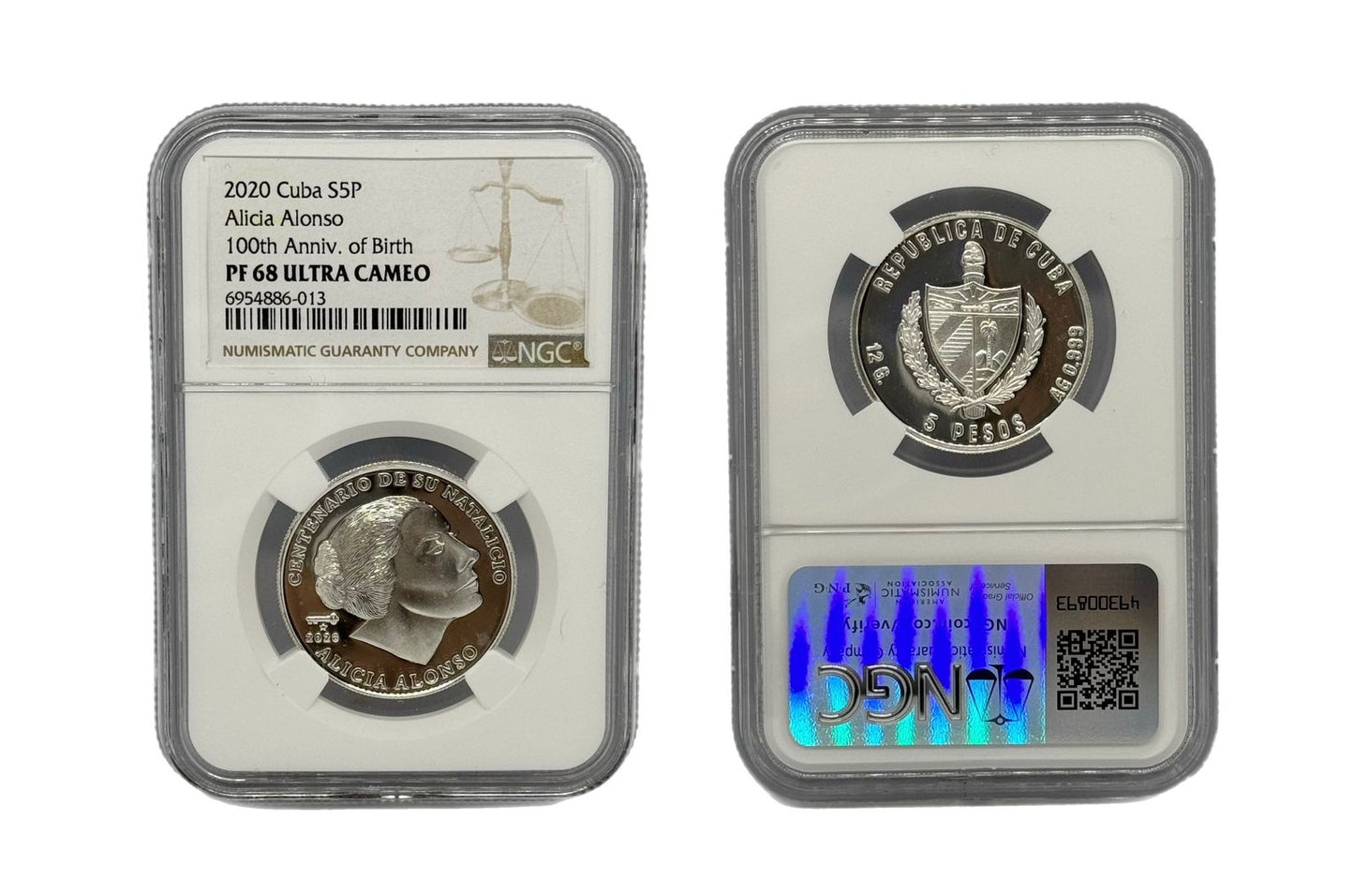 5 Pesos Plata 2020 Cuba NGC