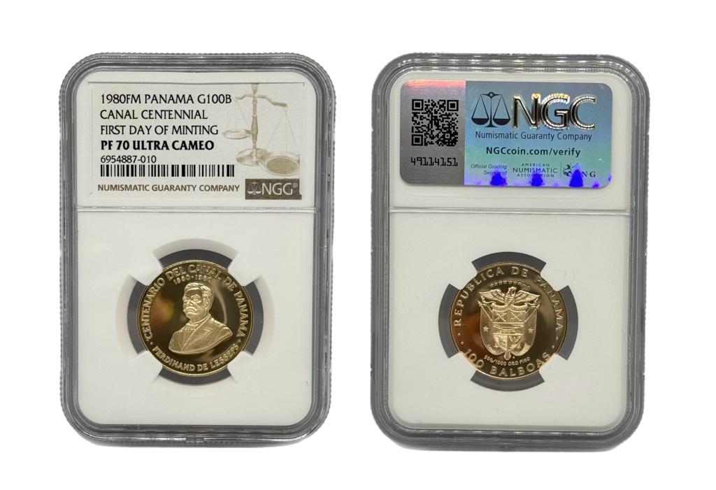 100 Balboas Oro 1980 FM Panamá NGC - Centenario del Canal