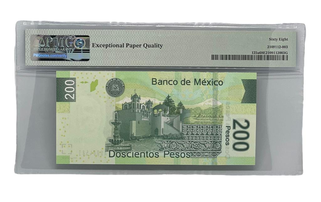 200 Pesos, P-125a, México 2007, PMG 68 Superb Gem UNC