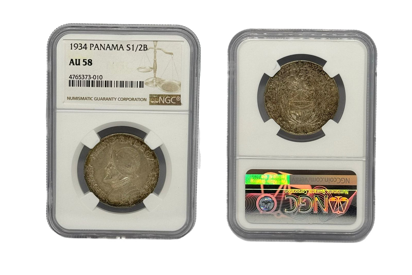 1/2 Balboa Plata 1934 Panamá NGC