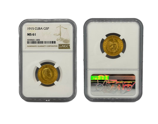 5 Pesos Oro 1915 Cuba NGC