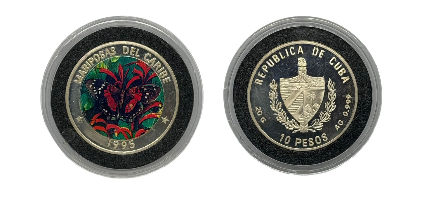 10 Pesos 1995 Cuba Piedfort  - Mariposas del Caribe