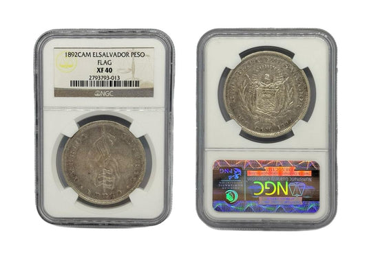 Peso 1892CAM El Salvador NGC