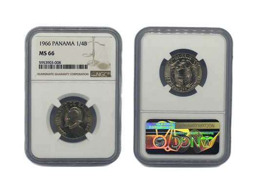 1/4 Balboa Plata 1966 Panamá NGC