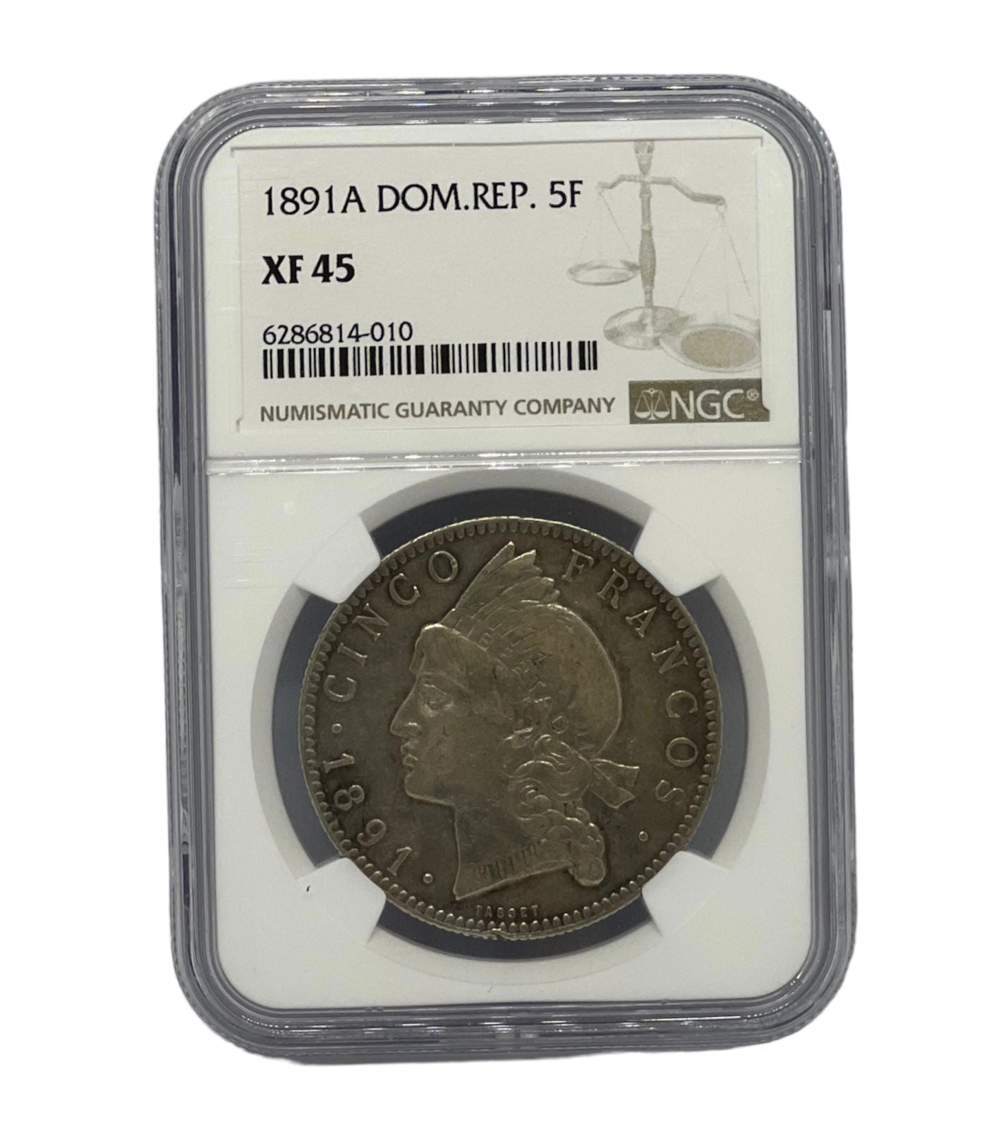 5F Republica Dominicana 1891A NGC