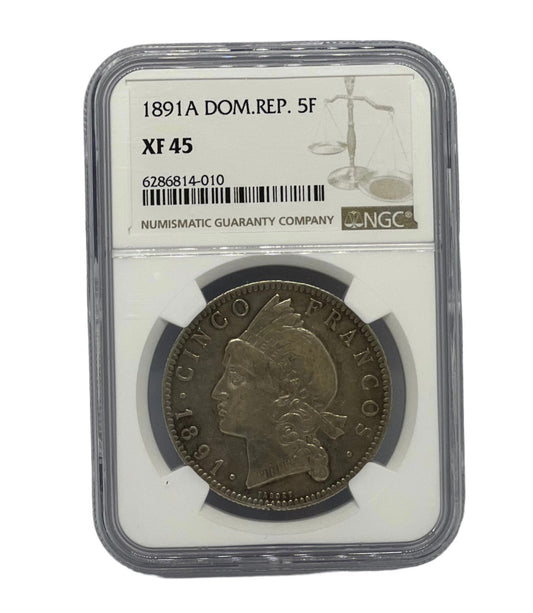 5F Republica Dominicana 1891A NGC